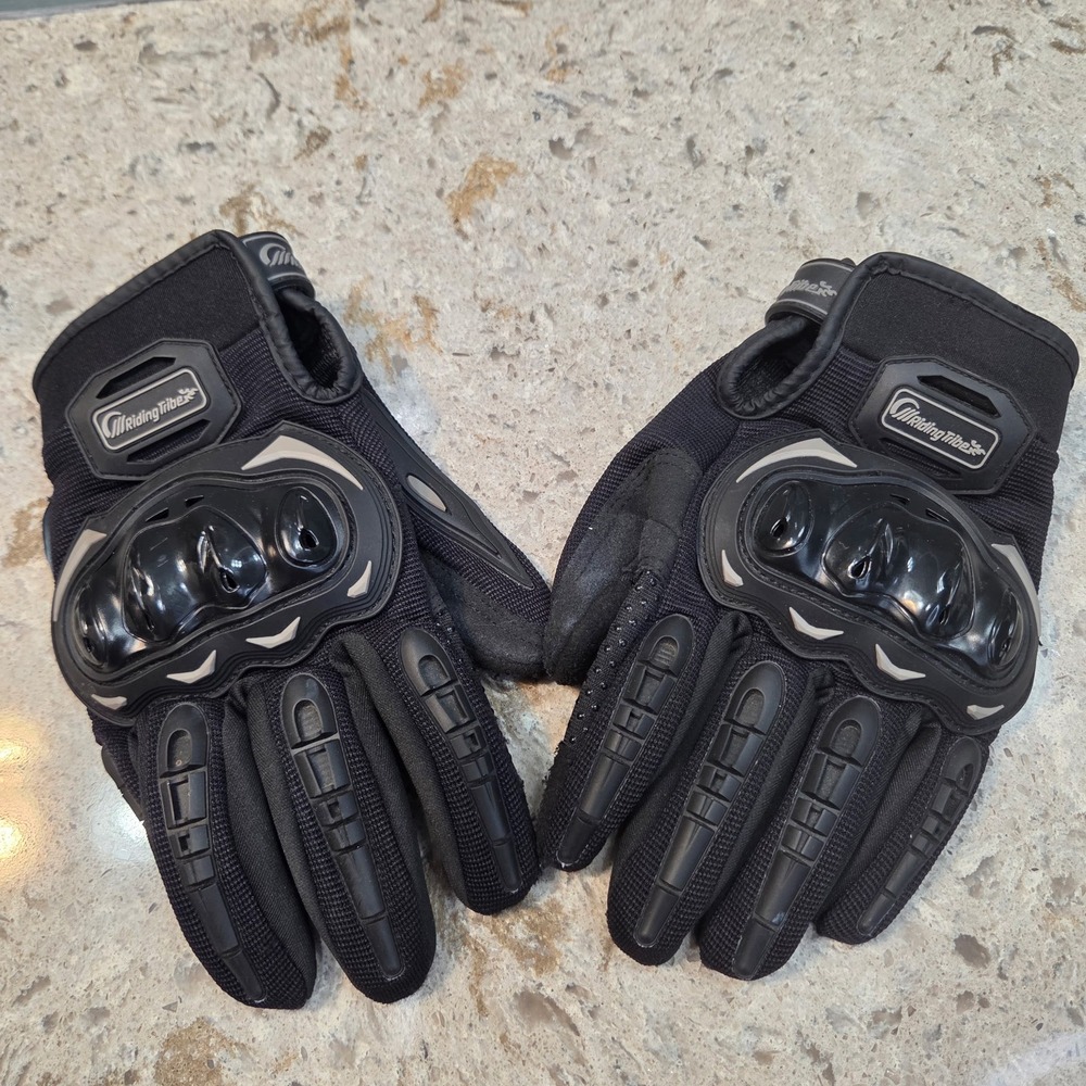 Riding Tribe MCS-17 Mens Black Hard Knuckle Motorcycle Riding Gloves Size Large‎